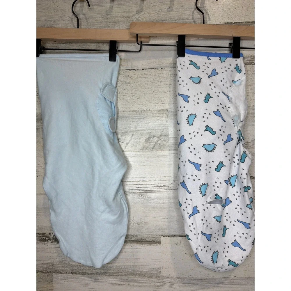 SwaddleMe Amelia Phoebe Swaddle Bundle Boys S/M Blue Dino Print Cotton EUC